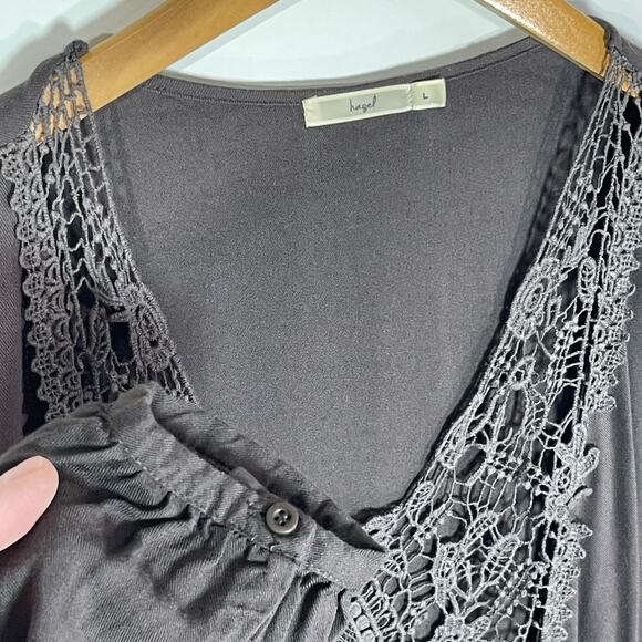 ANTHROPOLOGIE HAZEL Women’s Open Crochet Empire Waist Brown Tunic - Picture 3 of 4